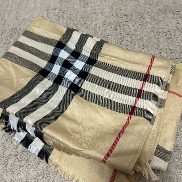 Burberry Classic Beige and Red Striped Scarf - Picture 3 of 4